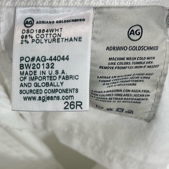 AG Adriano GoldSchmied Prima‎ Ankle Pintucked Jeans White Size 26 - Picture 9 of 10